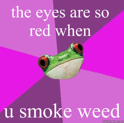 the eyes are so red when u smoke weed - the eyes are so red when u smoke weed  Foul Bachelorette Frog