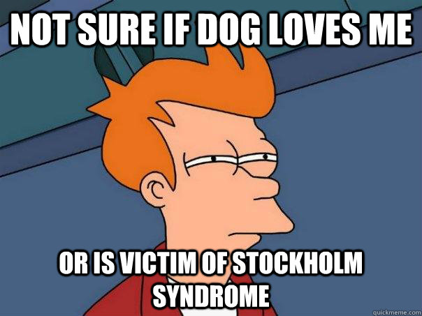 Not sure if dog loves me Or is victim of stockholm syndrome - Not sure if dog loves me Or is victim of stockholm syndrome  Futurama Fry
