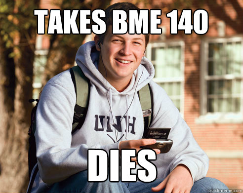 Takes BME 140 Dies  College Freshman