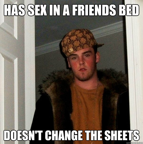 Has sex in a friends bed DOESN'T CHANGE THE SHEETS  Scumbag Steve