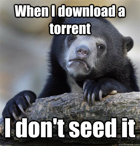 When I download a torrent I don't seed it  Confession Bear