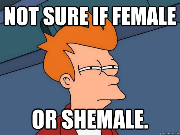 Not sure if female or shemale.   Futurama Fry