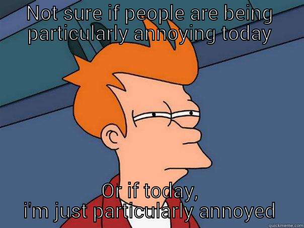 NOT SURE IF PEOPLE ARE BEING PARTICULARLY ANNOYING TODAY OR IF TODAY, I'M JUST PARTICULARLY ANNOYED Futurama Fry