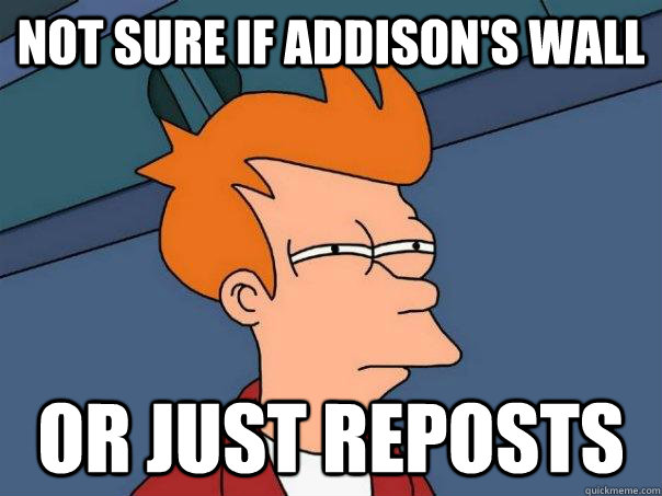 Not sure if Addison's wall Or just reposts  Futurama Fry