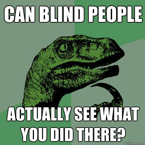 Can blind people actually See what you did there?  Philosoraptor