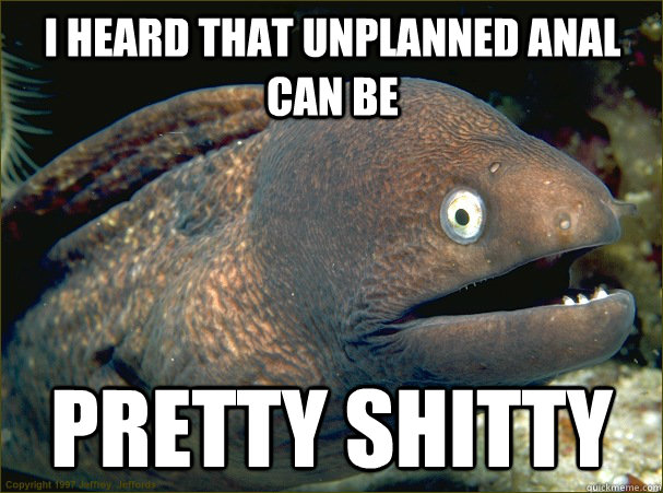 I heard that unplanned anal can be pretty shitty - I heard that unplanned anal can be pretty shitty  Bad Joke Eel