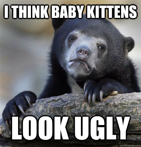 I think baby kittens look ugly  Confession Bear