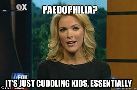 Paedophilia? It's just cuddling kids, essentially  Megyn Kelly