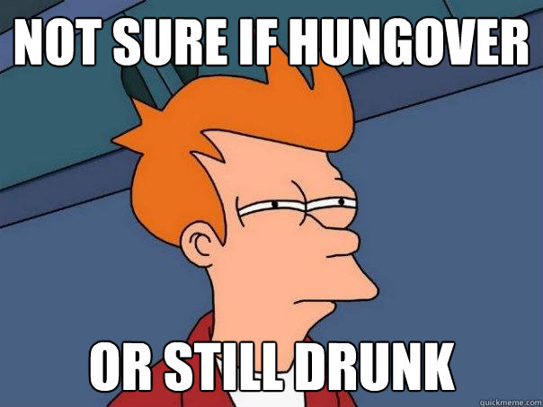 Not sure if hungover Or still drunk  Futurama Fry