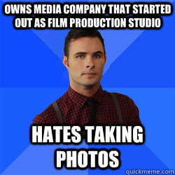 Owns media company that started out as film production studio hates taking photos - Owns media company that started out as film production studio hates taking photos  Socially Awkward Darcy