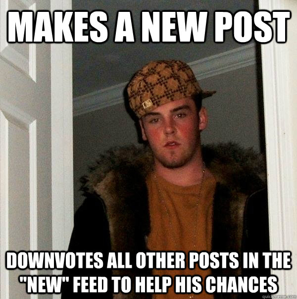 Makes a new post Downvotes all other posts in the 