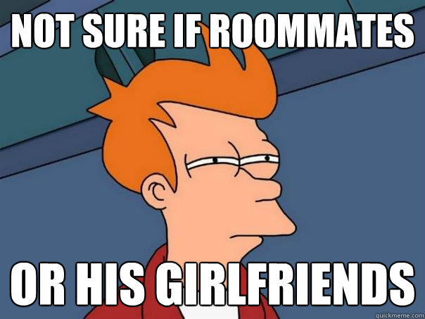 not sure if roommates or his girlfriends  Futurama Fry