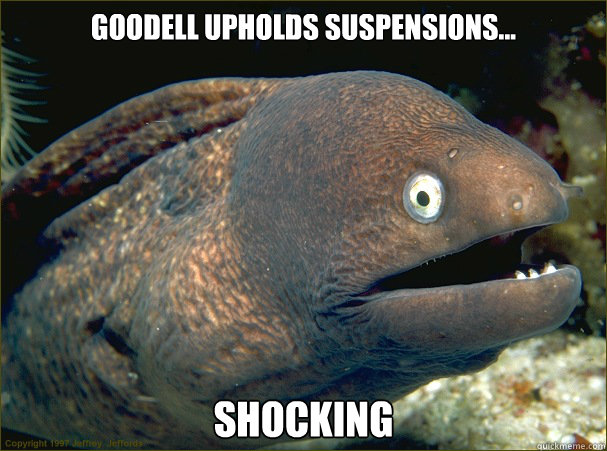 Goodell upholds suspensions... Shocking  Bad Joke Eel