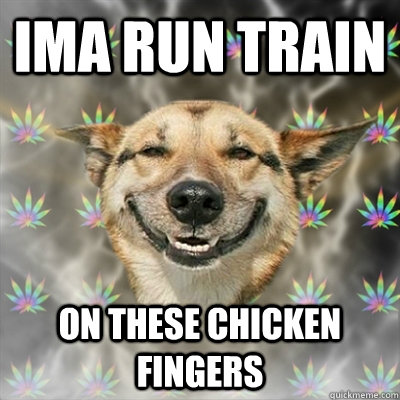 ima run train on these chicken fingers  Stoner Dog