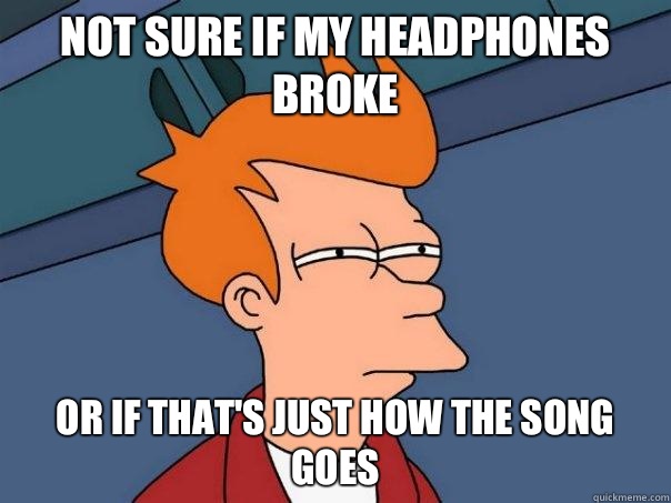 Not sure if my headphones broke Or if that's just how the song goes  Futurama Fry