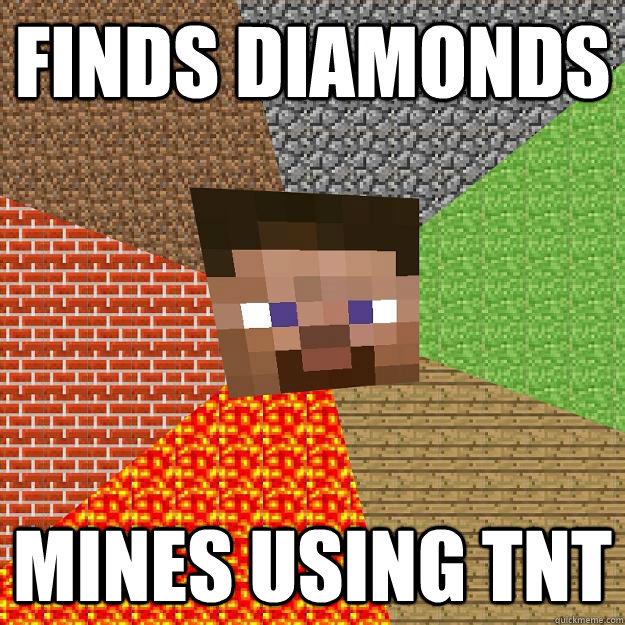 Finds diamonds Mines using tnt  Minecraft