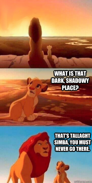  what is that dark, shadowy place? that's Tallaght Simba, you must never go there. -  what is that dark, shadowy place? that's Tallaght Simba, you must never go there.  SIMBA