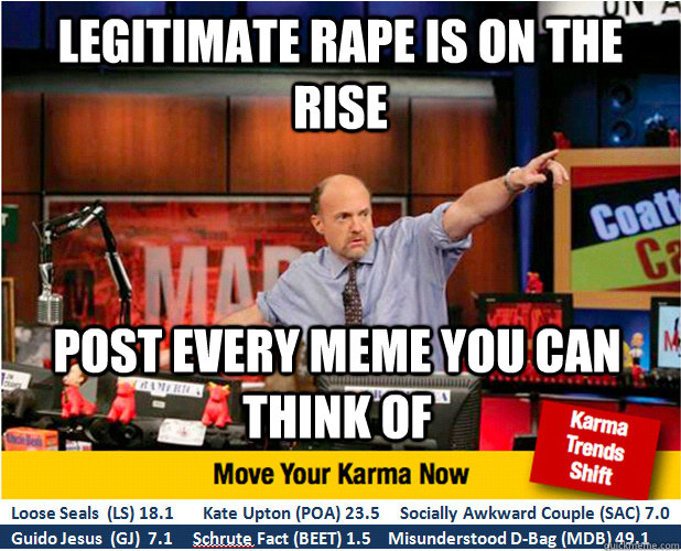 Legitimate rape is on the rise post every meme you can think of  Jim Kramer with updated ticker