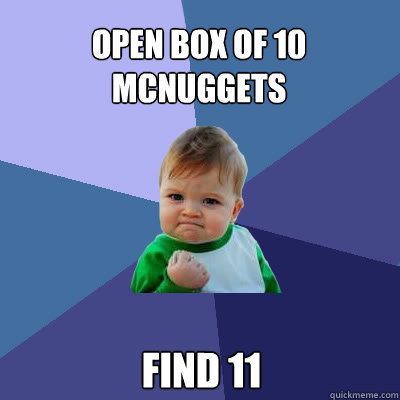 Open Box of 10 Mcnuggets Find 11  Success Baby