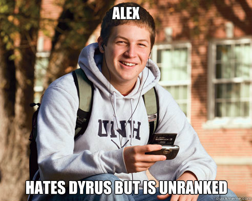 alex hates dyrus but is unranked  College Freshman