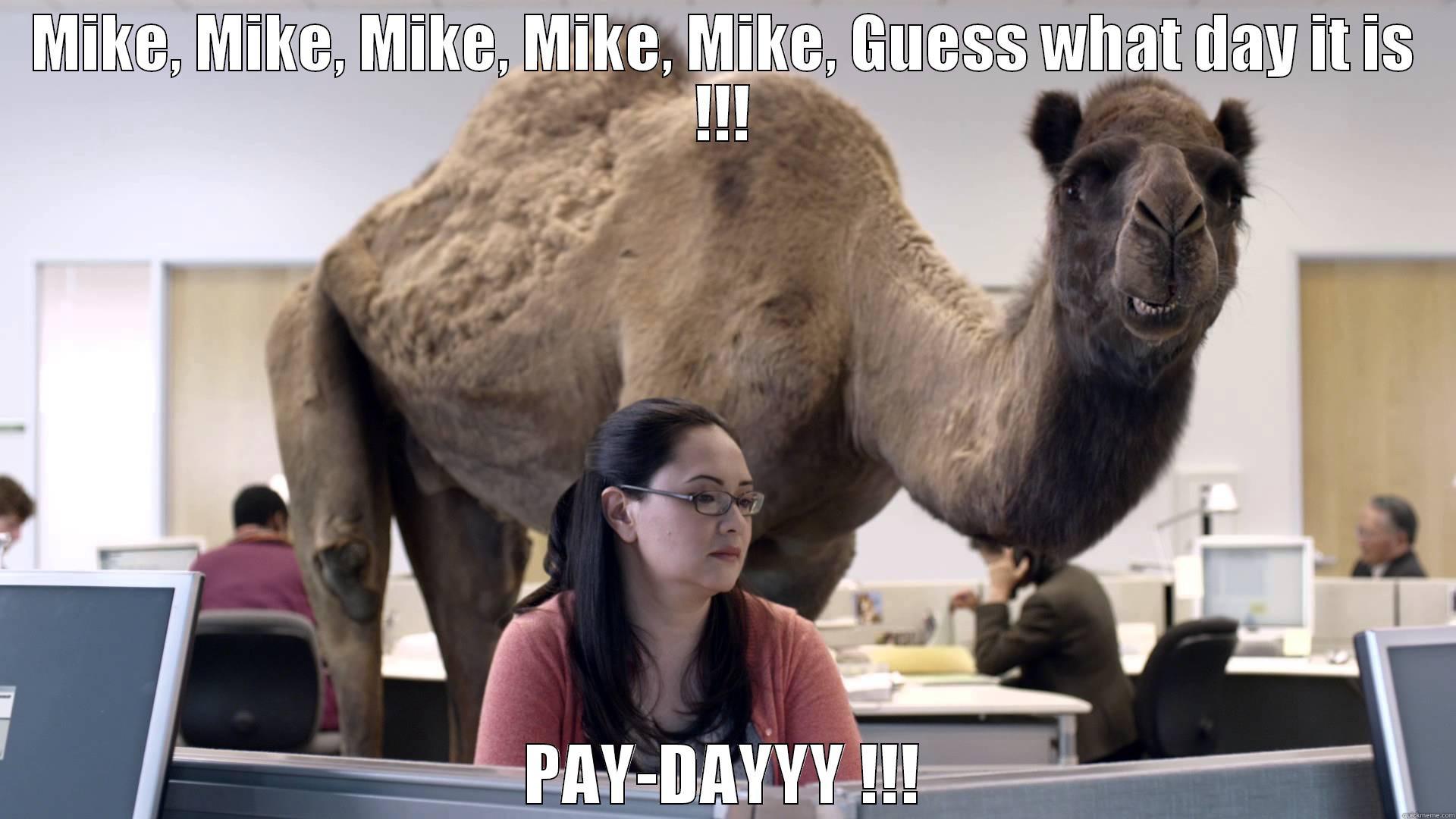 MIKE, MIKE, MIKE, MIKE, MIKE, GUESS WHAT DAY IT IS !!! PAY-DAYYY !!! Misc