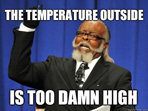 The temperature outside is too damn high - The temperature outside is too damn high  I am too damn high