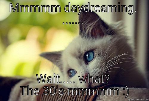 MMMMM DAYDREAMING. ....... WAIT..... WHAT?  THE 30'S MMMMM :) First World Problems Cat