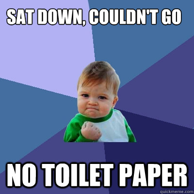 sat down, couldn't go no toilet paper - sat down, couldn't go no toilet paper  Success Kid