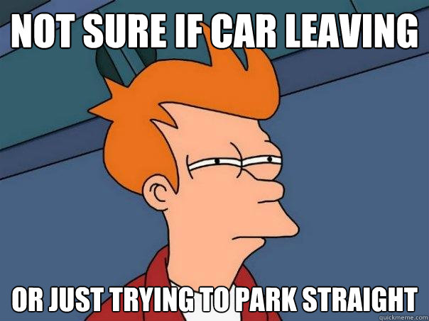 not sure if car leaving or just trying to park straight  Futurama Fry