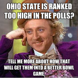 Ohio State is ranked too high in the polls? Tell me more about how that will get them into a better bowl game. - Ohio State is ranked too high in the polls? Tell me more about how that will get them into a better bowl game.  Condescending Wonka