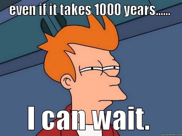 EVEN IF IT TAKES 1000 YEARS...... I CAN WAIT. Futurama Fry