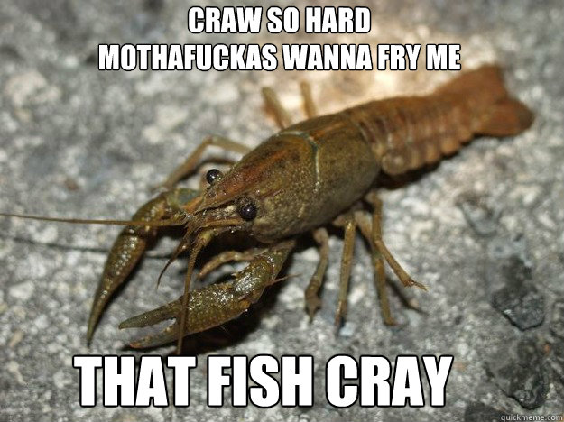 Craw so hard 
mothafuckas wanna fry me that fish cray  that fish cray