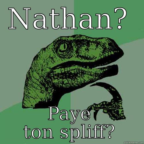 NATHAN? PAYE TON SPLIFF? Philosoraptor