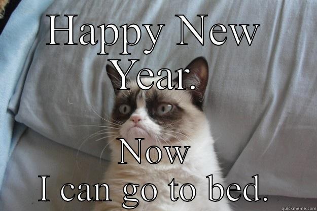 HAPPY NEW YEAR. NOW I CAN GO TO BED. Grumpy Cat