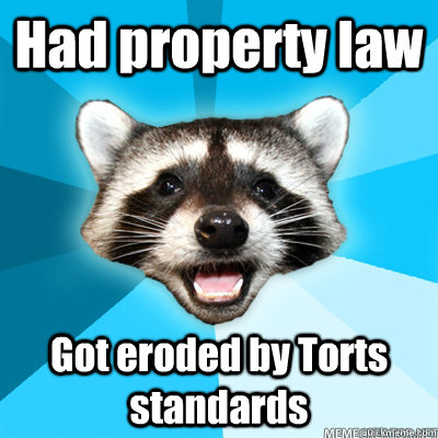 Had property law Got eroded by Torts standards - Had property law Got eroded by Torts standards  Lame Pun Raccoon