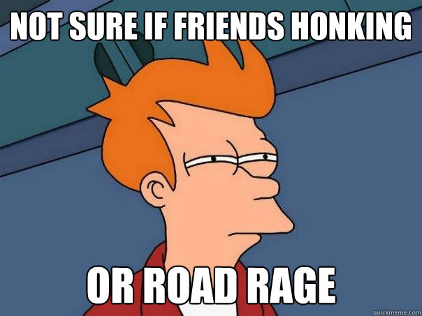 Not sure if friends honking or road rage  Futurama Fry