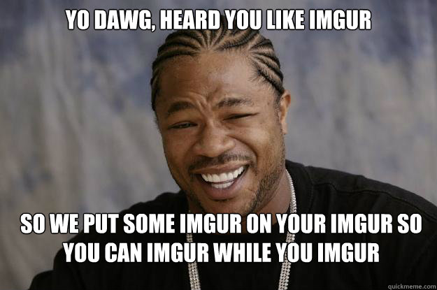 yo dawg, heard you like imgur so we put some imgur on your imgur so you can imgur while you imgur  Xzibit meme 2