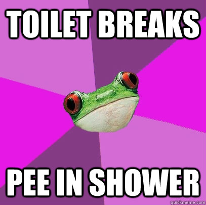 Toilet breaks Pee in shower  Foul Bachelorette Frog