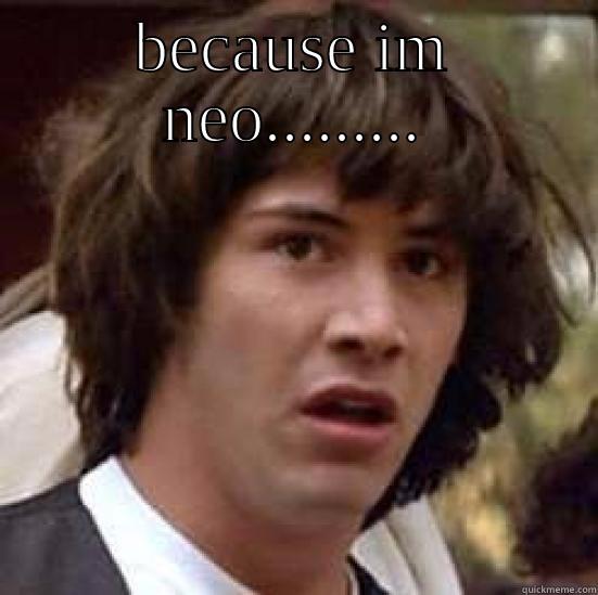 BECAUSE IM NEO.........  conspiracy keanu