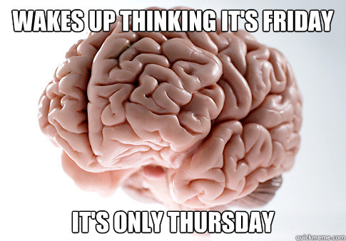 Wakes up thinking it's Friday It's only Thursday  Scumbag Brain