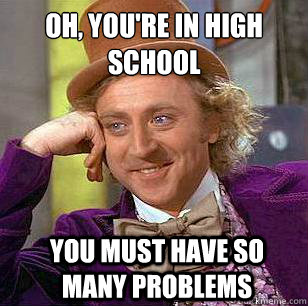 Oh, You're in High School you must have so many problems  Condescending Wonka