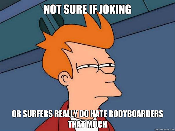 Not sure if joking or surfers really do hate bodyboarders that much - Not sure if joking or surfers really do hate bodyboarders that much  Futurama Fry