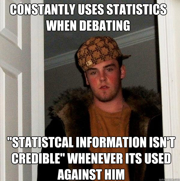 constantly uses statistics when debating 