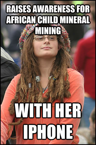 RAISES AWARENESS FOR AFRICAN CHILD MINERAL MINING WITH HER IPHONE - RAISES AWARENESS FOR AFRICAN CHILD MINERAL MINING WITH HER IPHONE  College Liberal