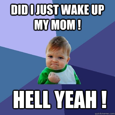 did i just wake up my mom ! hell yeah !  Success Kid