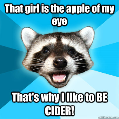 That girl is the apple of my eye That's why I like to BE CIDER! - That girl is the apple of my eye That's why I like to BE CIDER!  Lame Pun Coon