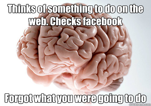 Thinks of something to do on the web. Checks facebook Forgot what you were going to do   Scumbag Brain