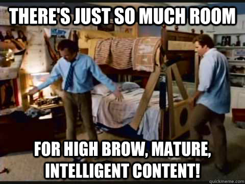 There's just so much room for high brow, mature, intelligent content!  step brothers