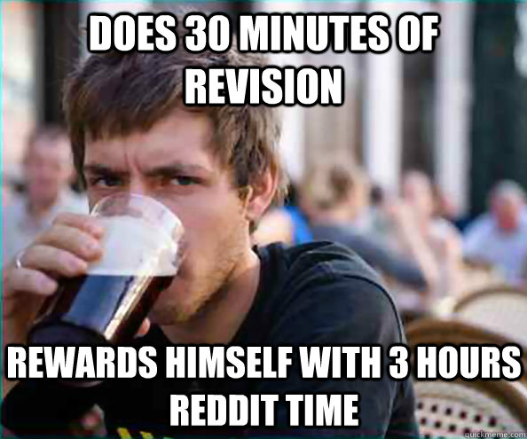 DOES 30 MINUTES OF REVISION REWARDS HIMSELF WITH 3 HOURS REDDIT TIME  Lazy College Senior