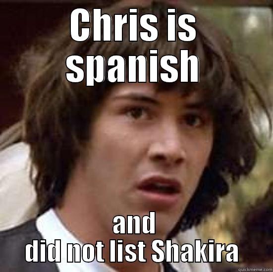 CHRIS IS SPANISH AND DID NOT LIST SHAKIRA  conspiracy keanu